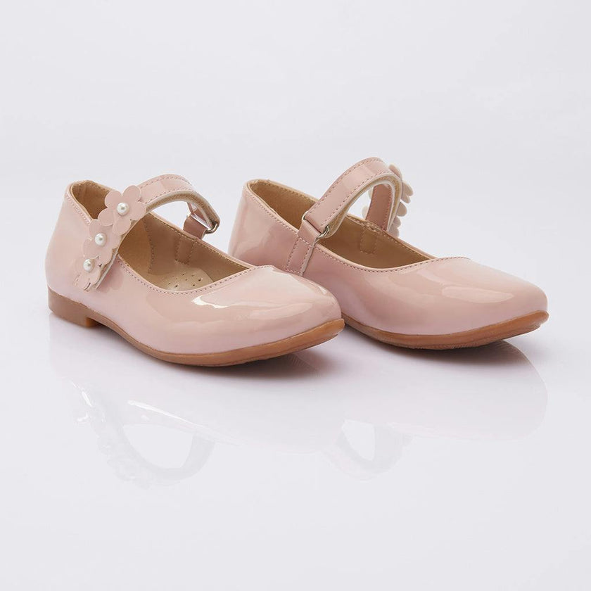 Glossy Pink Flower Flats