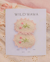 Crochet Clip Set in Pink Rose