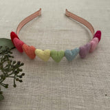 Rainbow Hearts Headband, Pink