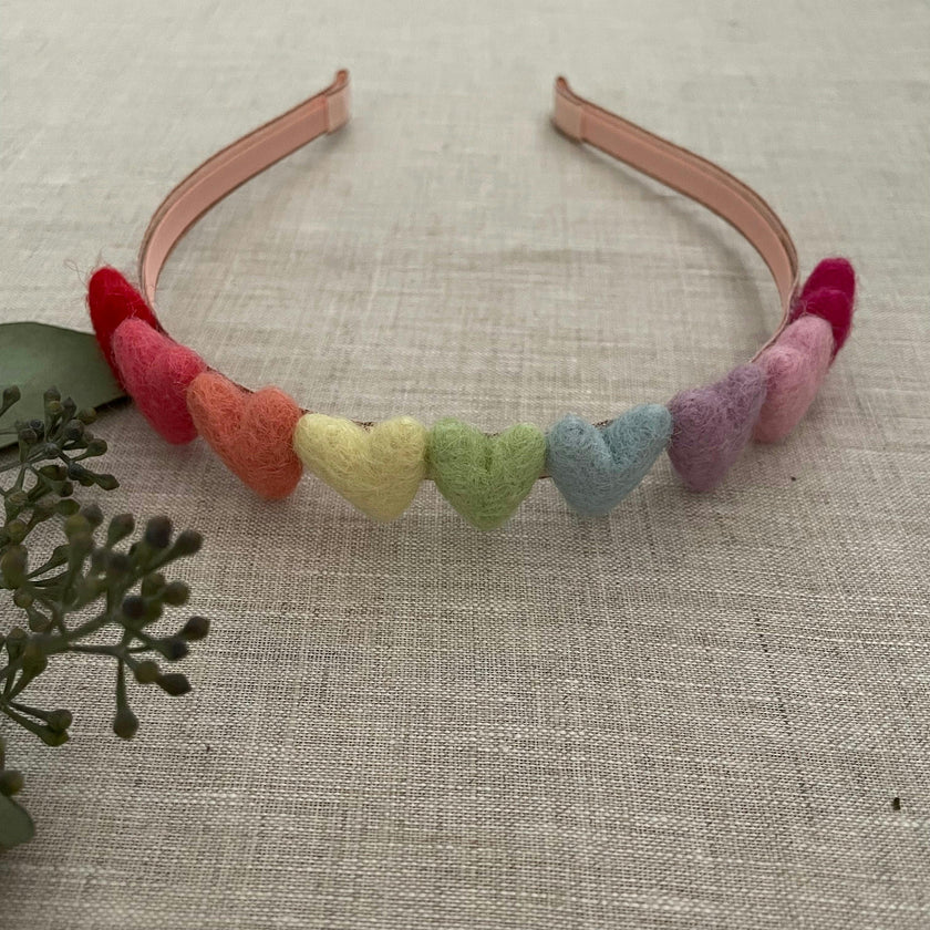 Rainbow Hearts Headband, Pink