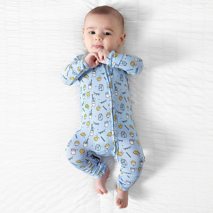 Milk and Cookies Blue Bamboo Convertible Footie