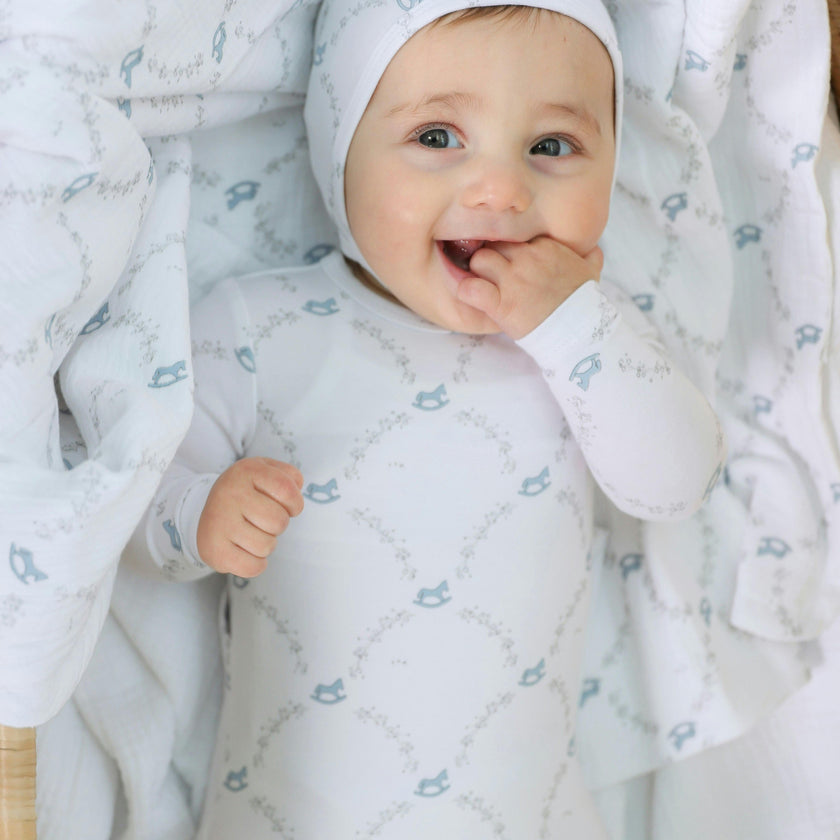 Rocking Print Swaddle Blue Mist