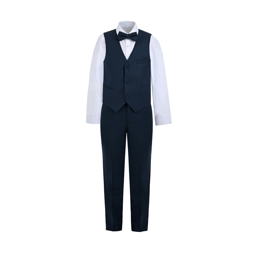 Navy Serge Formal Vest & Bow Tie Suit Set