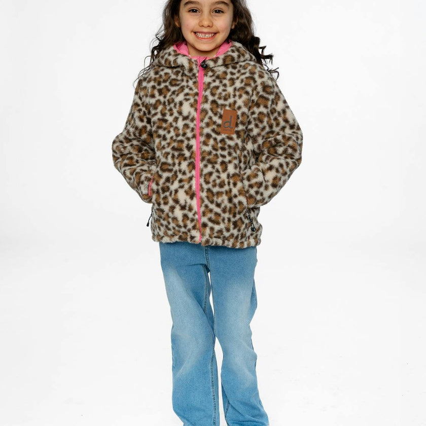 Reversible Mid-Season Jacket Pink And Leopard