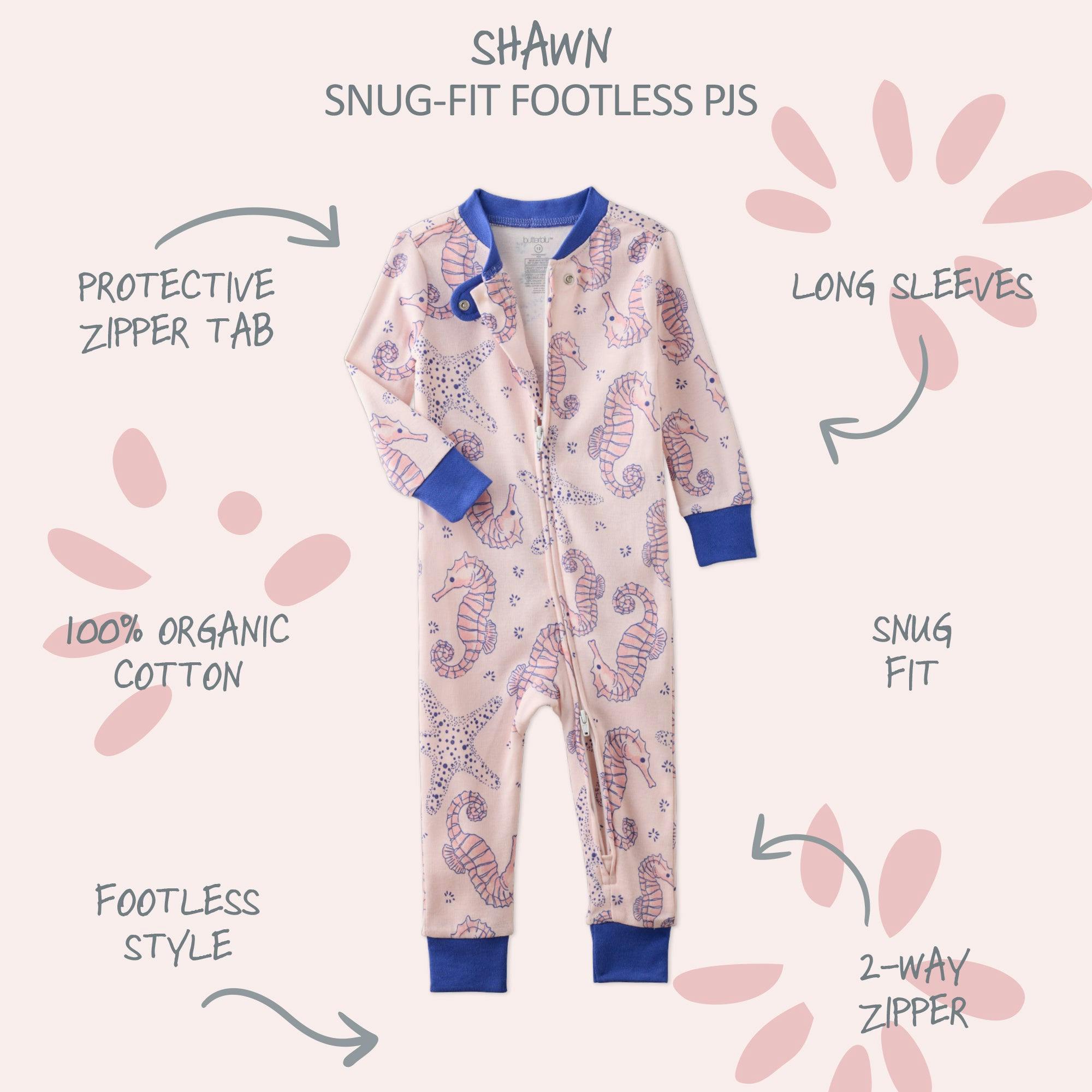 SHAWN Snug-fit Footless Baby Pajamas for Boys & Girls