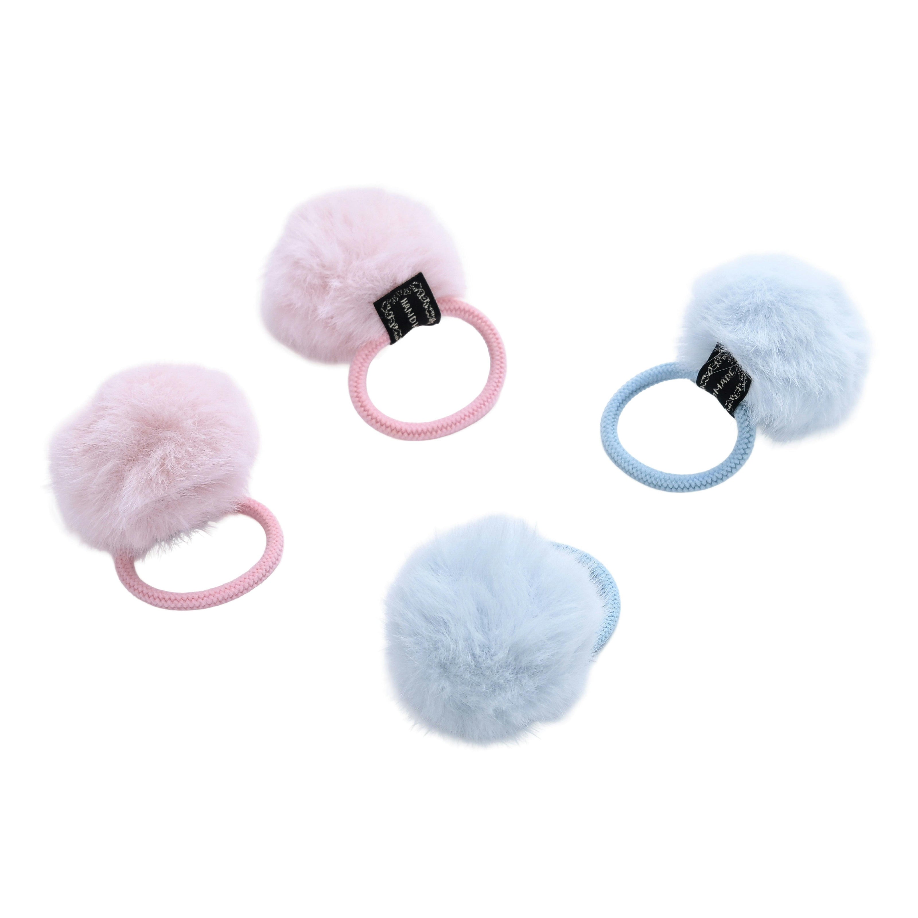 Fluffy Pom-Pom Hair Tie Set