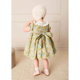 Charlotte Floral Hand Smocked Embroidered Collar Short Sleeve Dress With Bloomers in Green (6mths-3yrs)