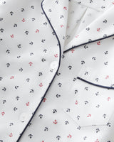 Women's Twill Short Sleeve Short Set in Anchors Away White