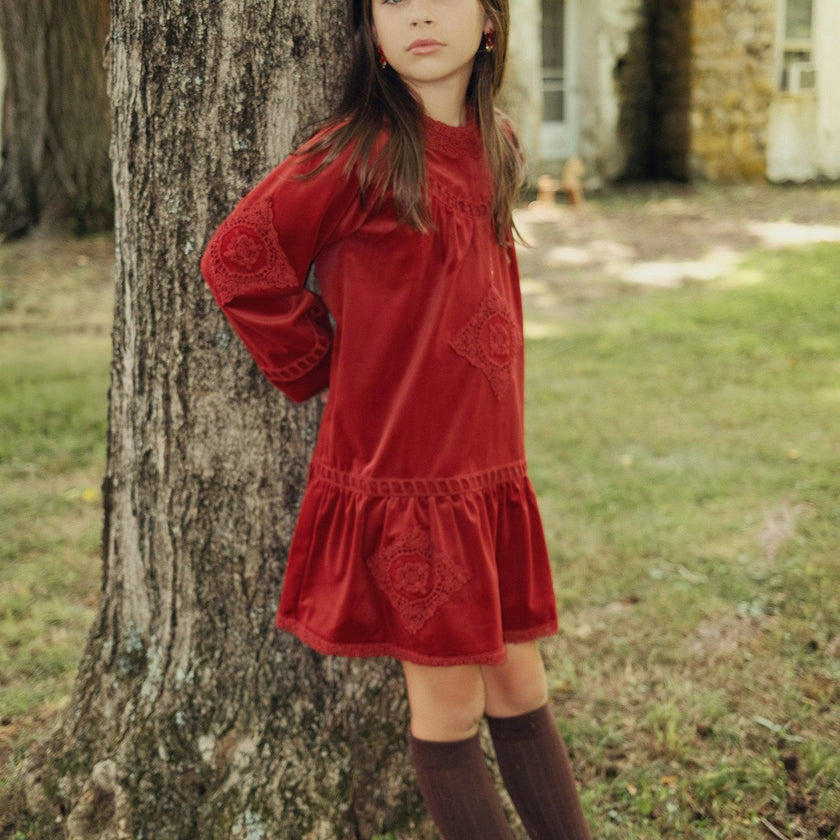 Velvet Lace Dress Dark Grey
