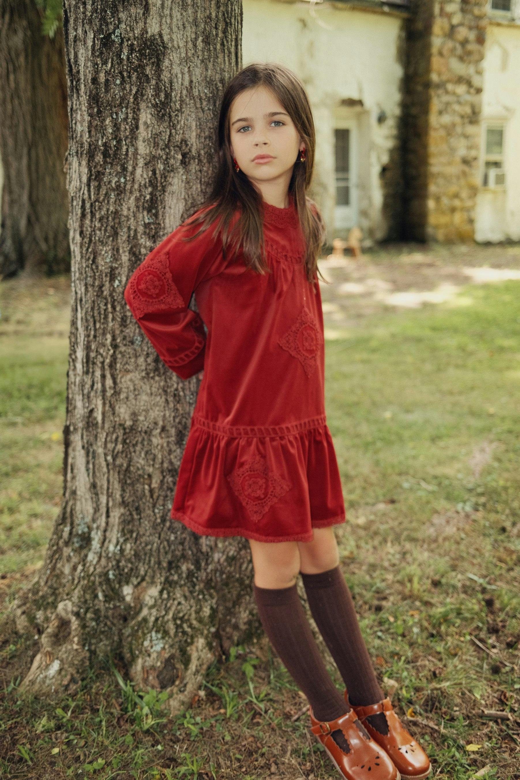Velvet Lace Dress Dark Grey