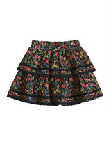 Mini Annalise Skirt in Obsidian Vintage Poppies
