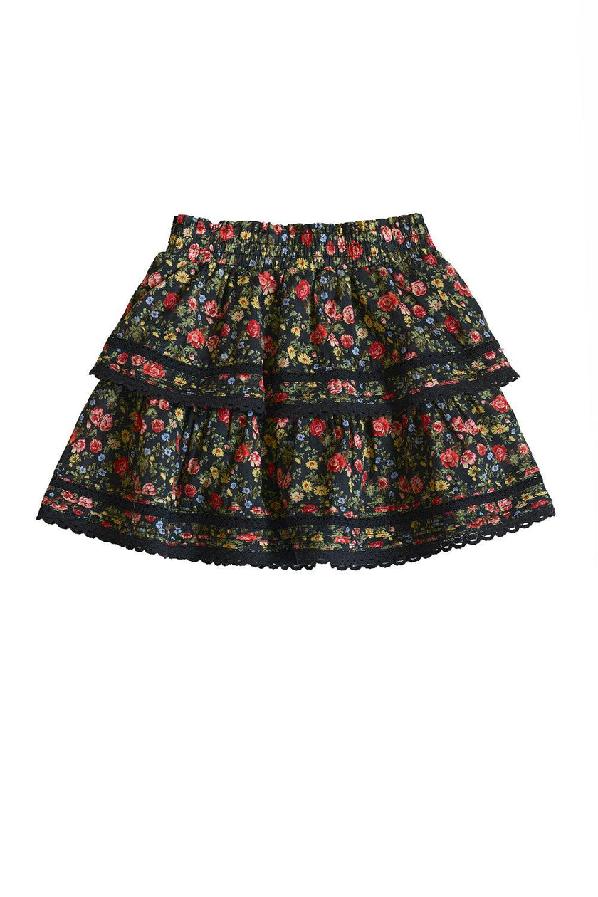 Mini Annalise Skirt in Obsidian Vintage Poppies