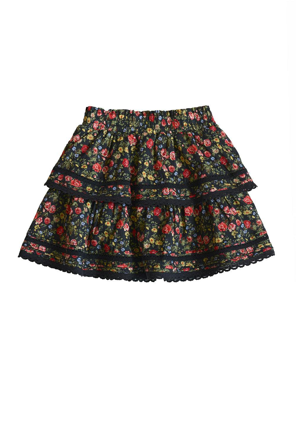 Mini Annalise Skirt in Obsidian Vintage Poppies