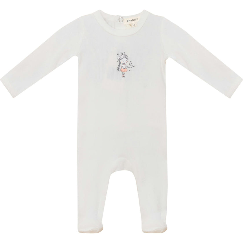 Boy and Girl Print Onesie Off White/Blue