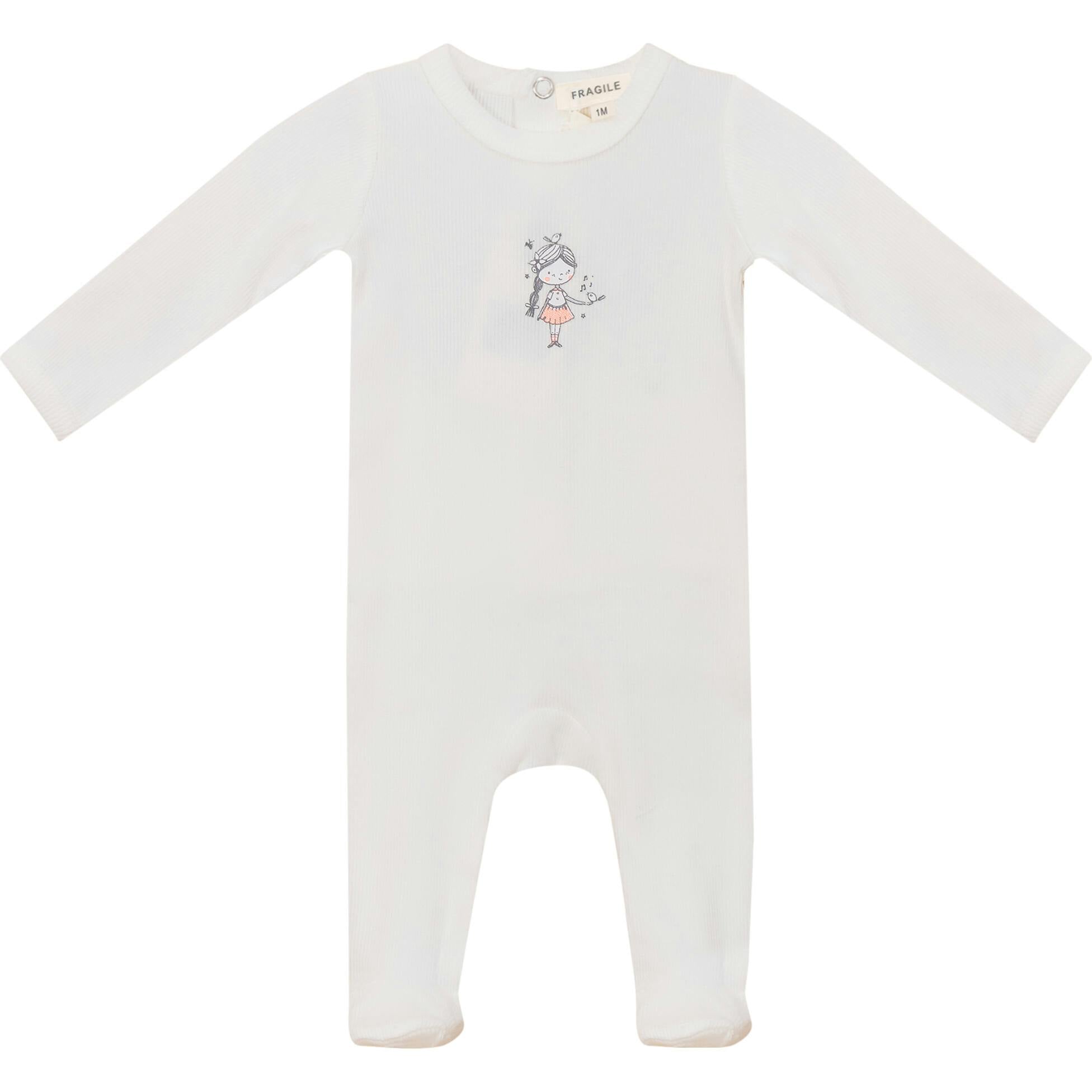 Boy and Girl Print Onesie Off White/Blue