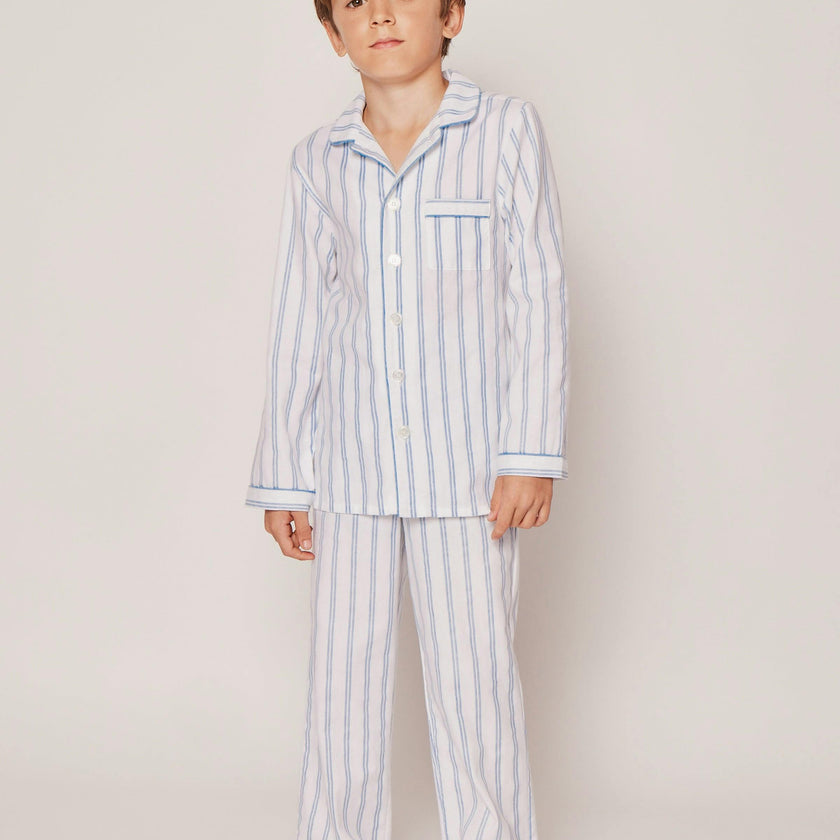 Kid's Twill Pajama Set in Periwinkle Stripe
