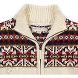 Organic Long Sleeve Full Zip Mock Neck Intarsia Sweater, Brown