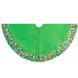 Handmade Green Confetti Border Christmas Tree Skirt Wool 60" Arcadia Home