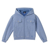Girls (4-6X) Knit Denim Hoodie Set | Light Wash Blue