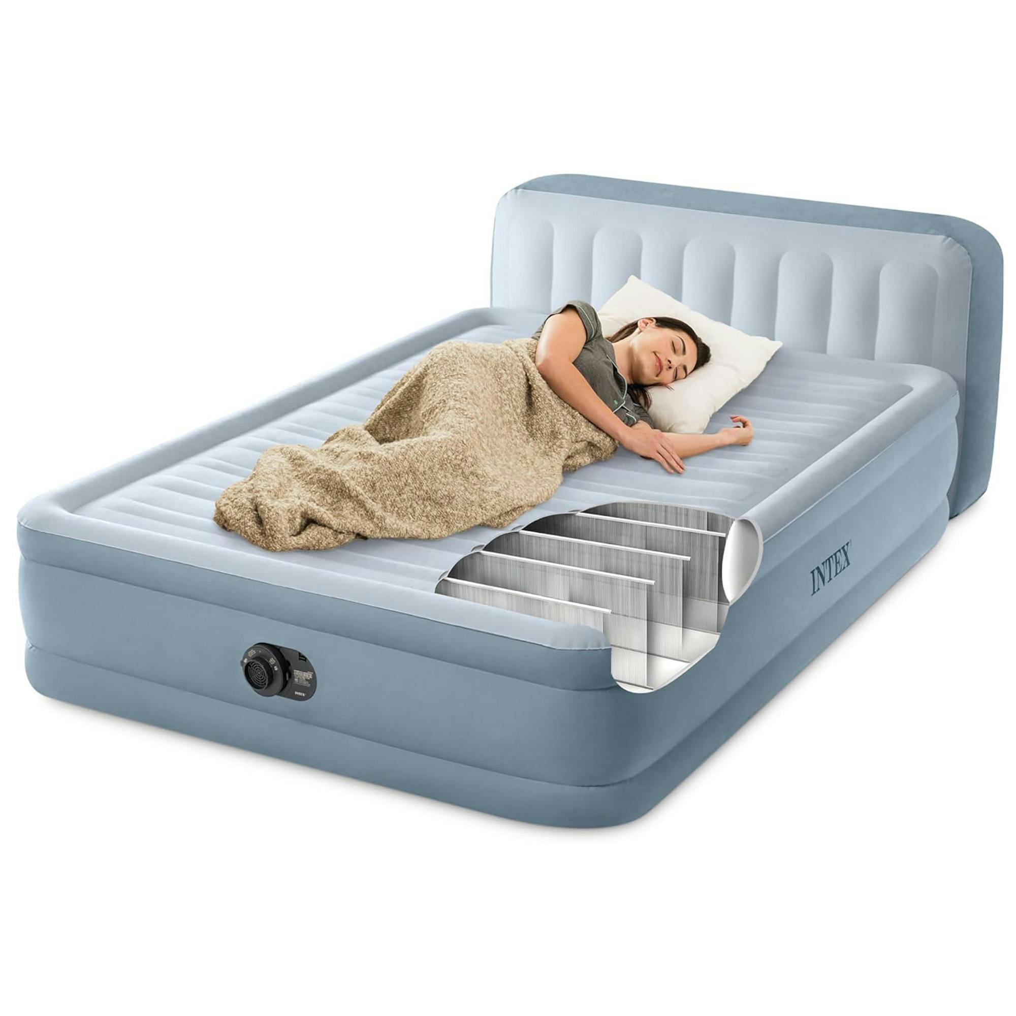 Dura-Beam: Deluxe Ultra Plush Headboard: Queen - Airbed - Blue