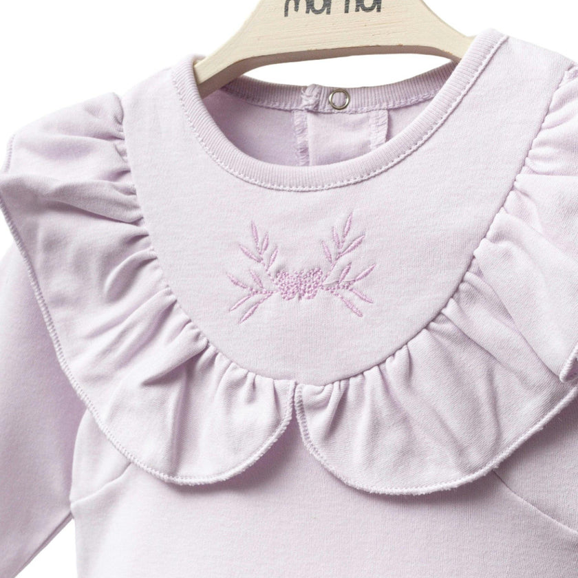 Lilac Butterfly Neckline Ruffle Top