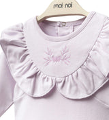 Lilac Butterfly Neckline Ruffle Top