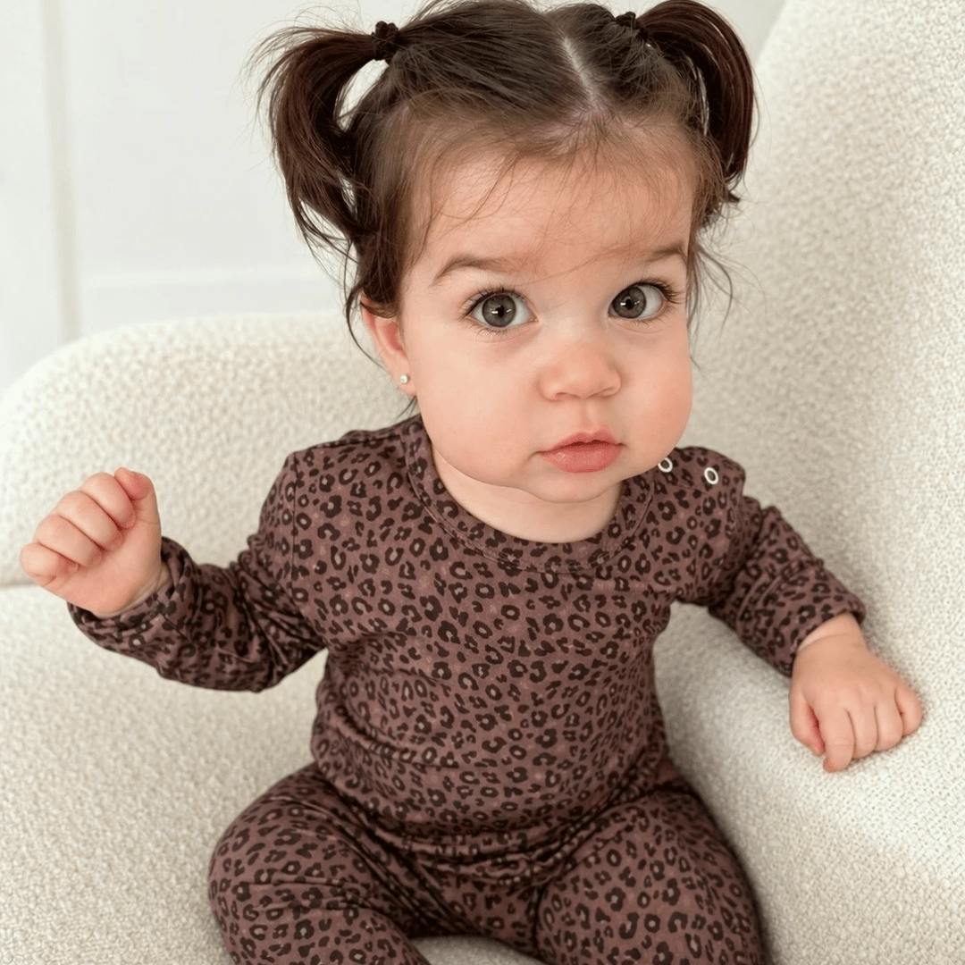 Toddler Pajama Set in Chocolate Leopard