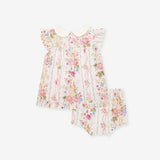 Janey Collared Smocked Ruffled Dress Bummie Set