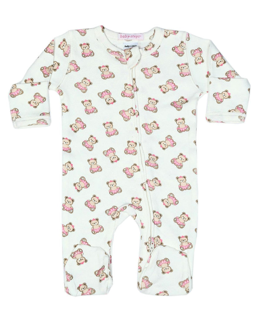 Baby Zipper Footie - Princess Bears