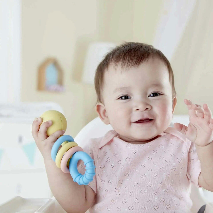 Hape: Rattling Rings Teether - Movable Teething & Rattle Shake Sensory Toy