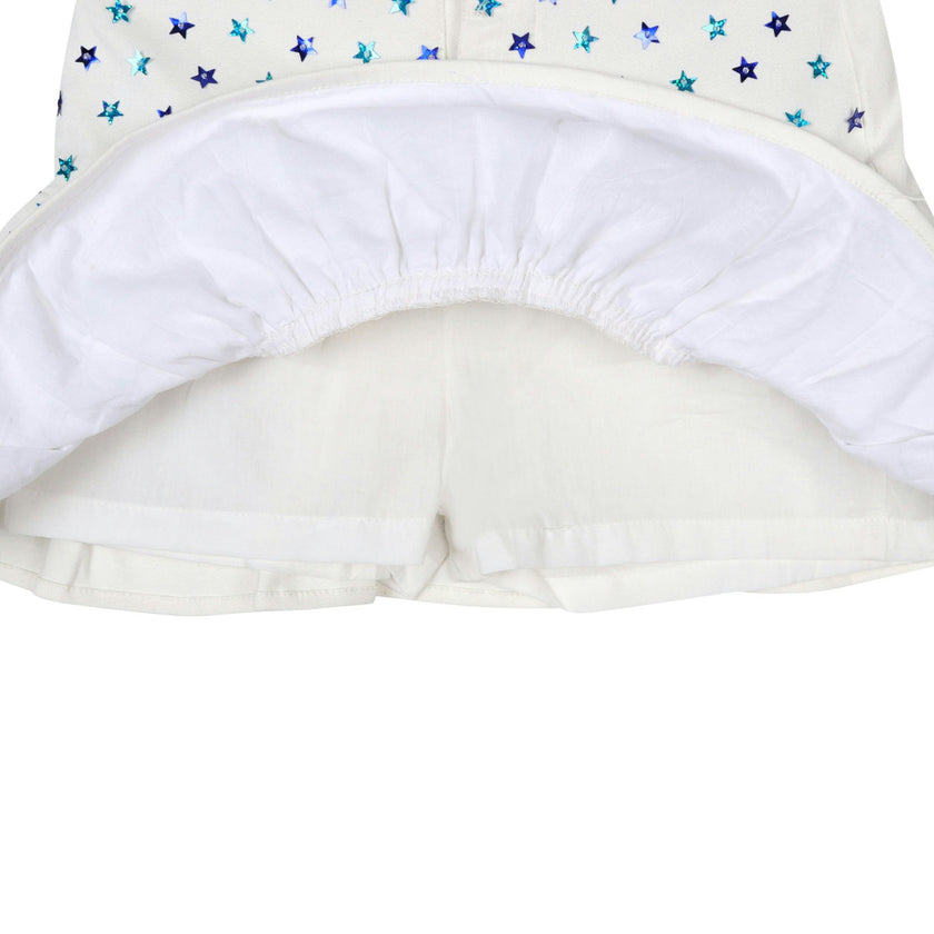 White Sequin Stars Denim Skort