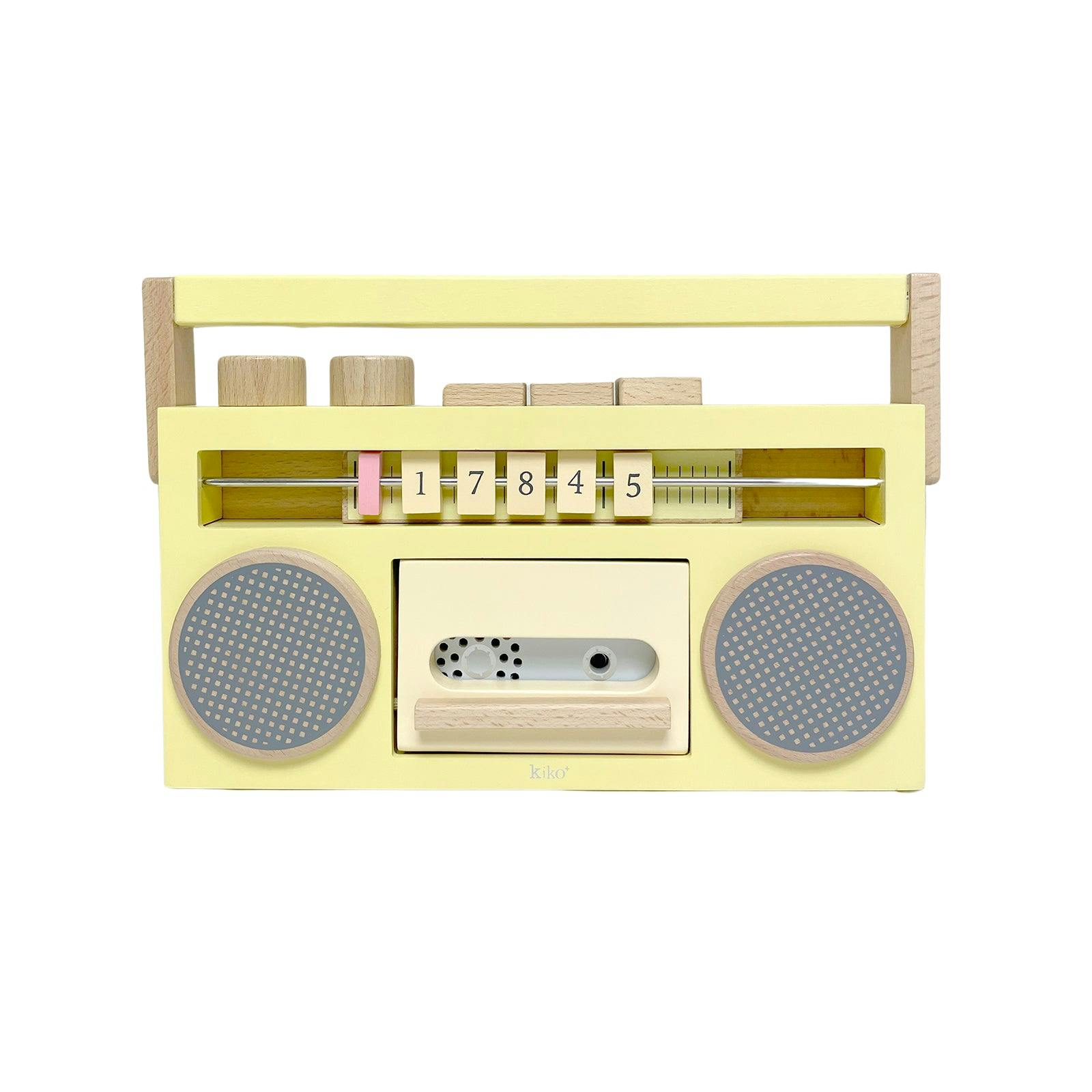 retro wooden boombox tape recorder