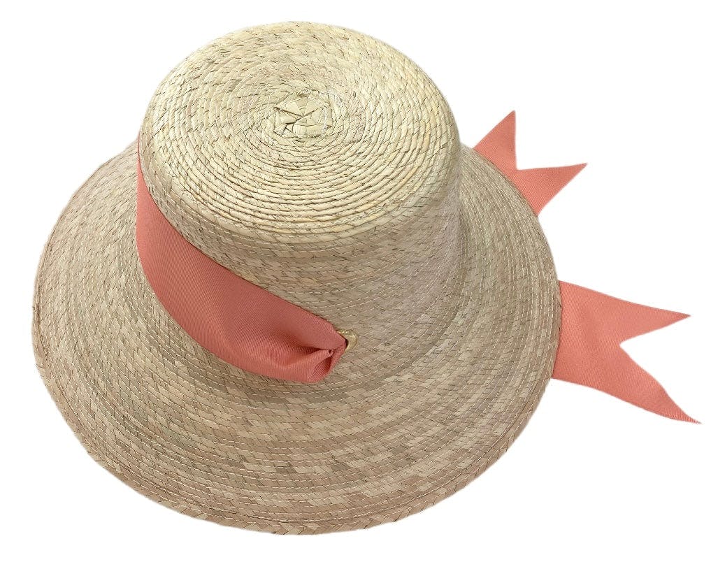 Clematis Bucket Hat (PreOrder Shipping June 15th) - Coral Wide & Short Grosgrain Ribbon