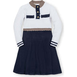 Organic Mock Neck Henley Sweater Dress, Blue