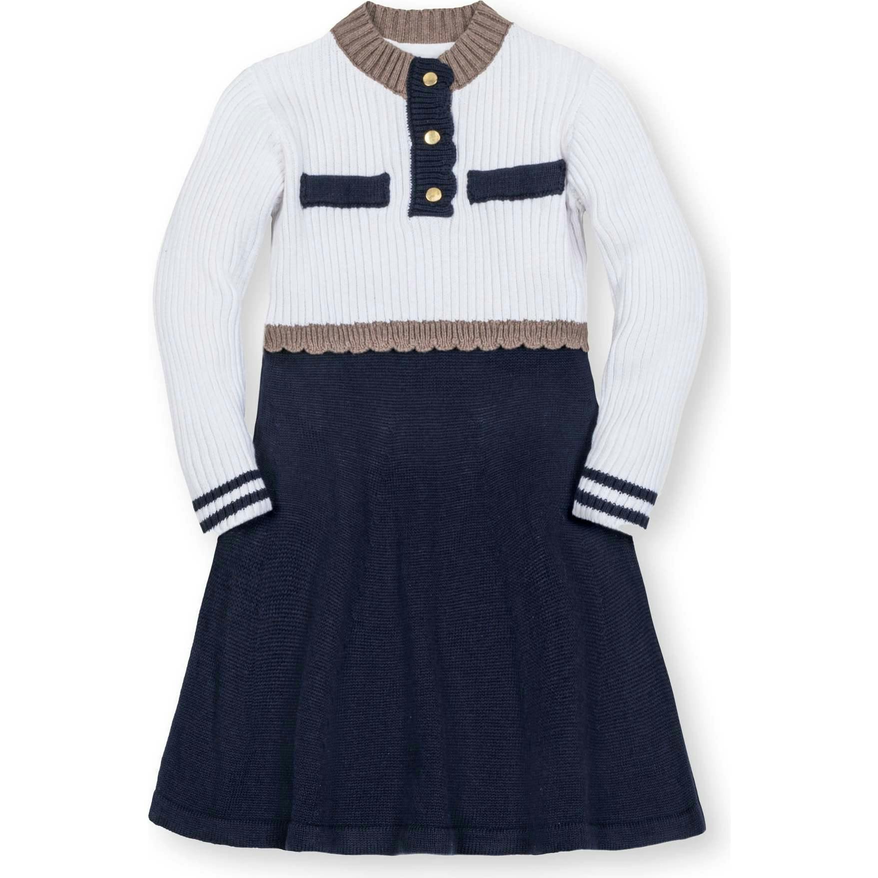 Organic Mock Neck Henley Sweater Dress, Blue