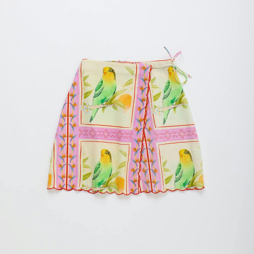 BIRDS PATCHWORK SKIRT BLUSH