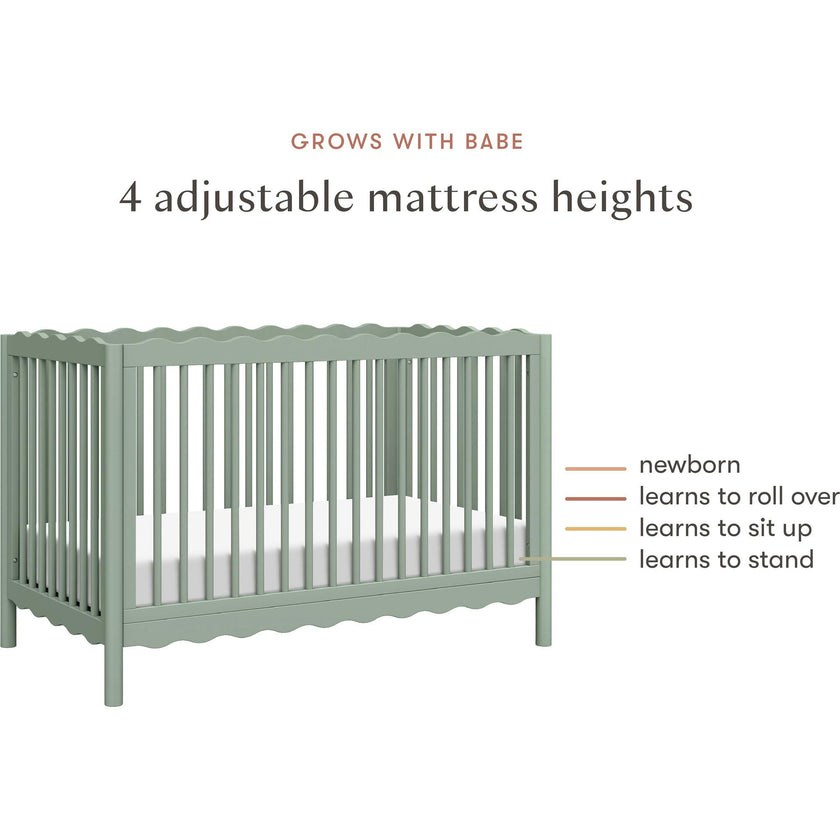 Swell 4-in-1 Convertible Crib with Toddler Bed Conversion Kit in Light Sage