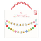 Packed Party Birthday Era Customizable Balloon Garland Banner 60ct - Beaded Bracelet-Style 5-Inch Mylar Balloons with 114 Gold Letters, Strings, and Glue Dots