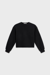 Cotton Mock Neck Cropped Sweatshirt