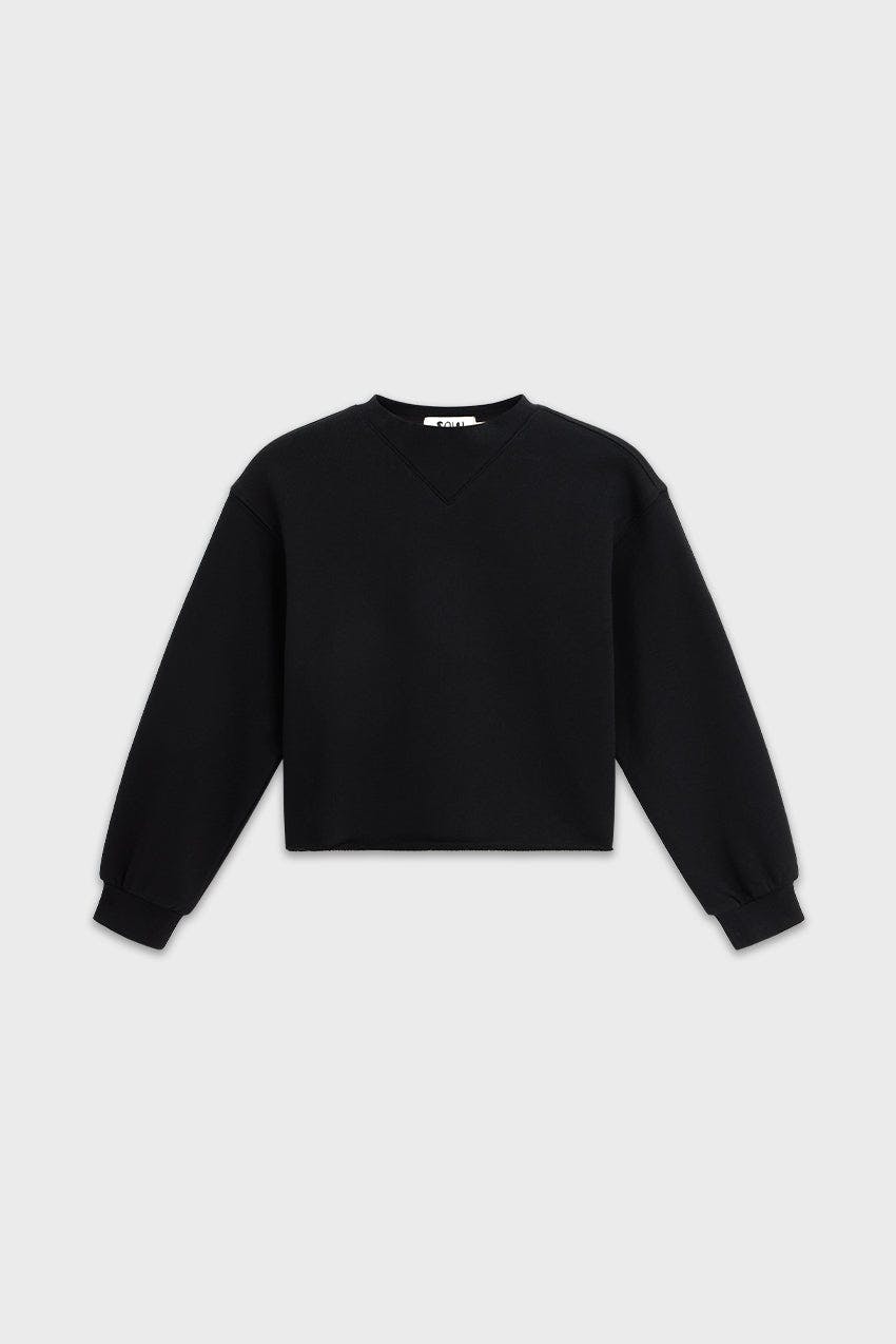 Cotton Mock Neck Cropped Sweatshirt