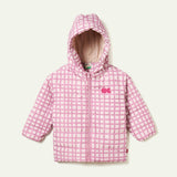 Recycled Polyester Pink Grid Lightweight Puffer