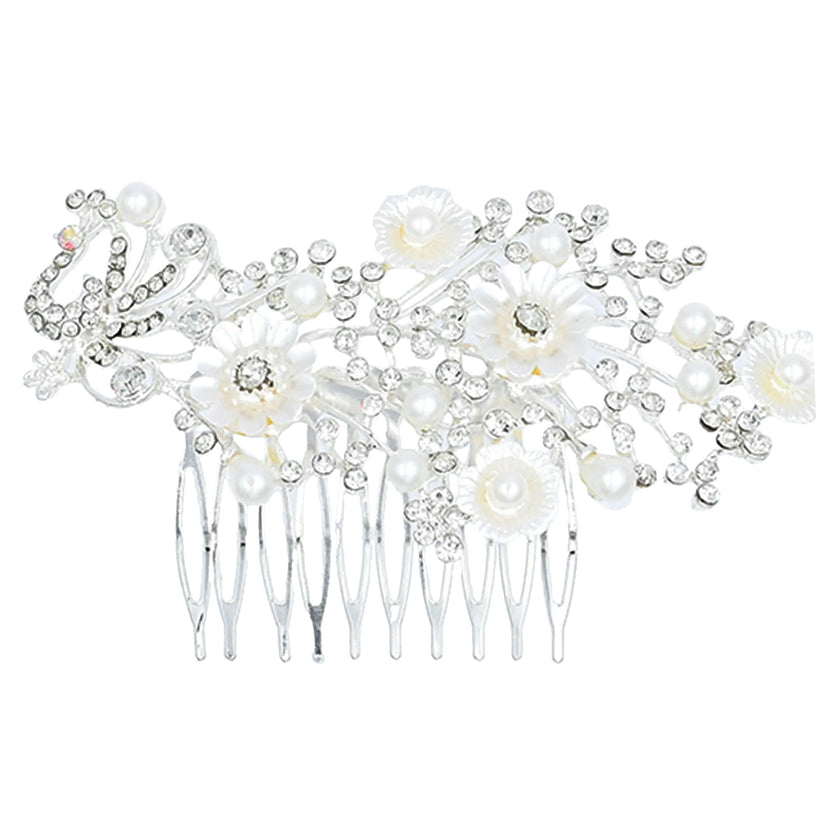 Crystal Ribbon Flowerbed Hair Comb