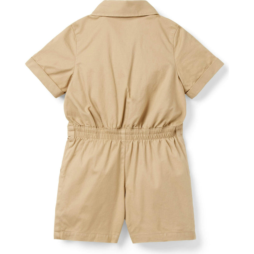 The Safari Twill Baby Romper, Khaki