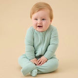 Ribbed Clever Zip Footed Baby Pajamas