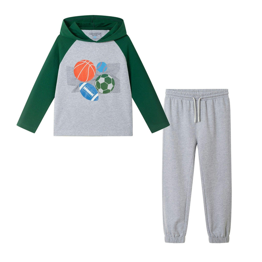Raglan Tee Hoodie Set | Sports