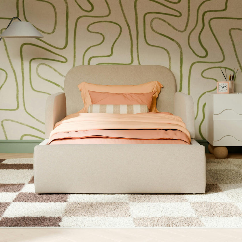 Upholstered Twin/Full Bed Guardrail In Performance Beach Eco-Weave