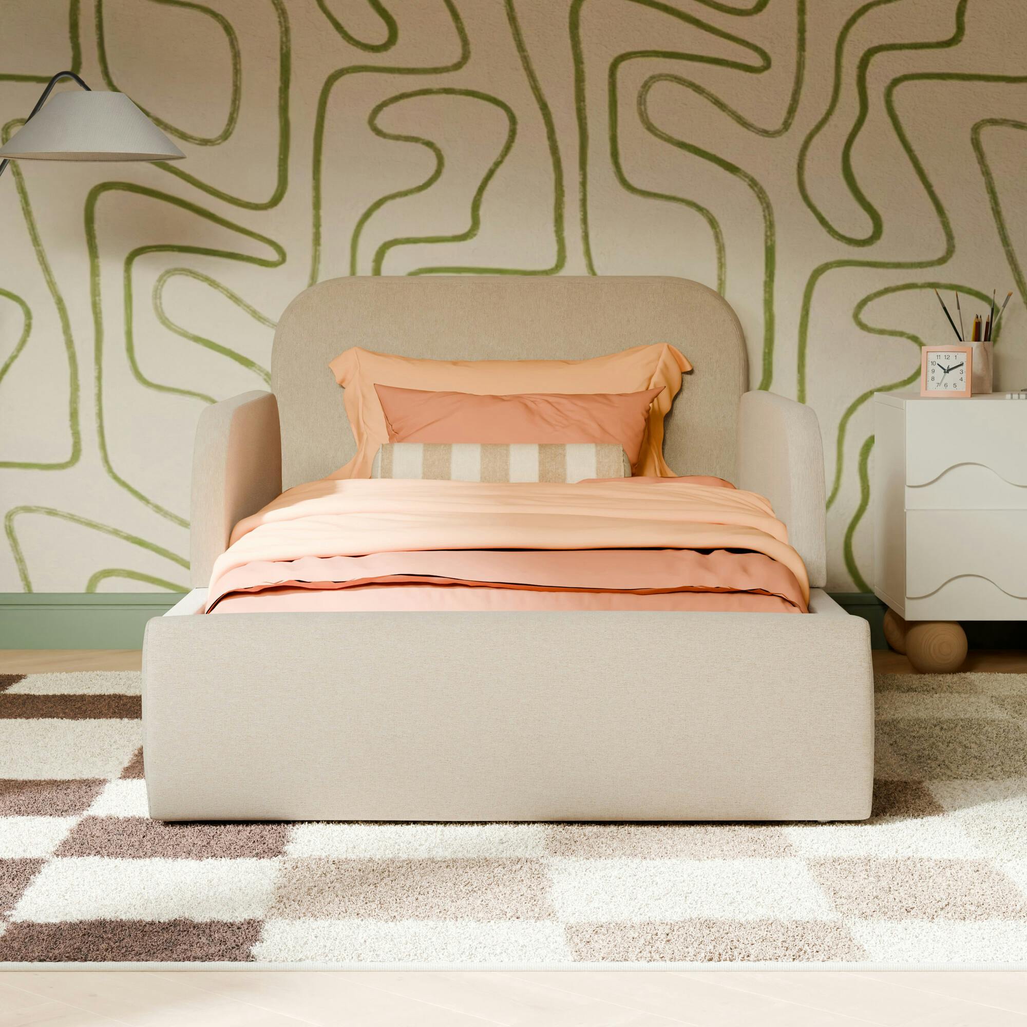 Upholstered Twin/Full Bed Guardrail In Performance Beach Eco-Weave