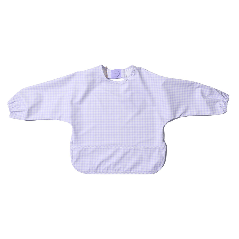 Magnetic Long Sleeve Bib - Violet Check