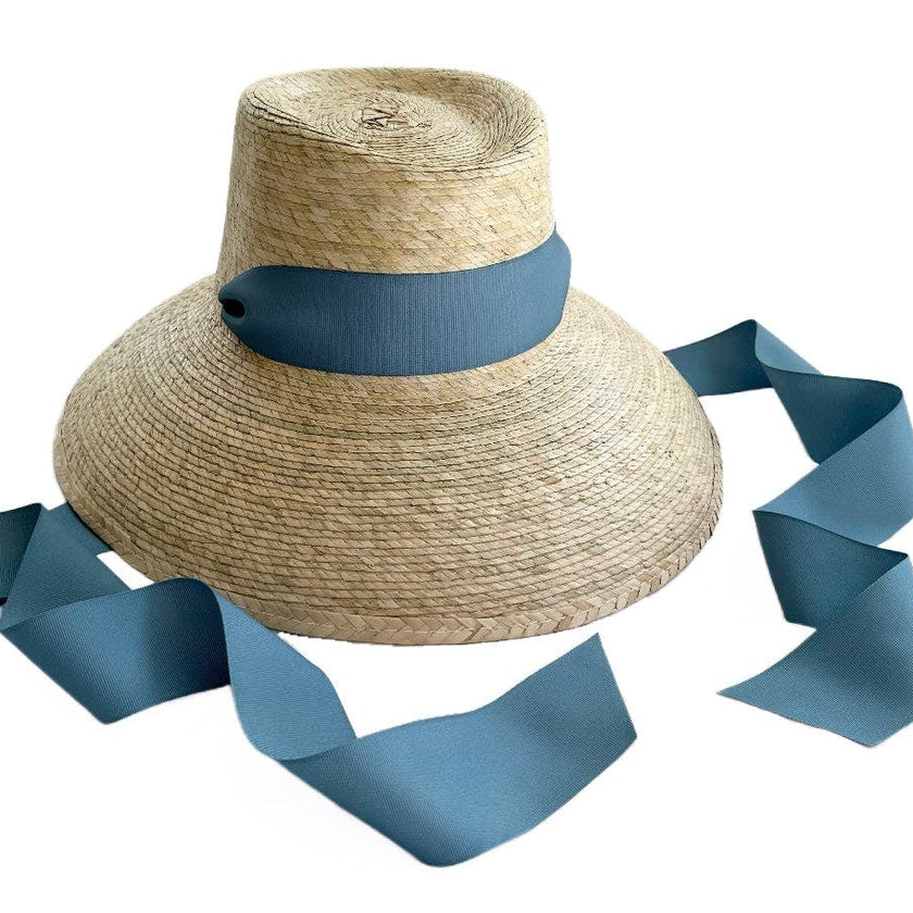 Mommy & Me Sun Hat Set - Wildflower & Palmetto - French Blue Grosgrain Ribbon