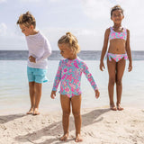 Tropical Glow Recycled Leg Frill Surf Suit